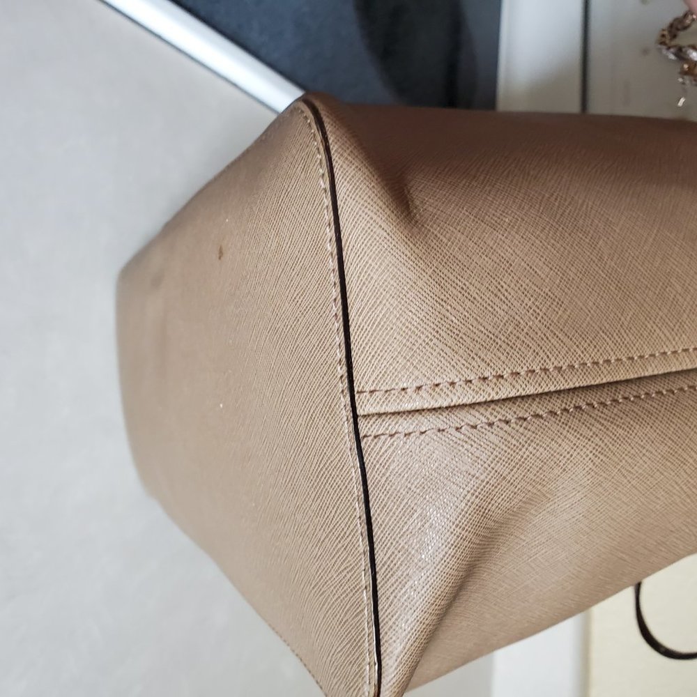 Michael Kors Jet Set Leather Brown Tote Bag Purse Xl - Picture 7 of 16